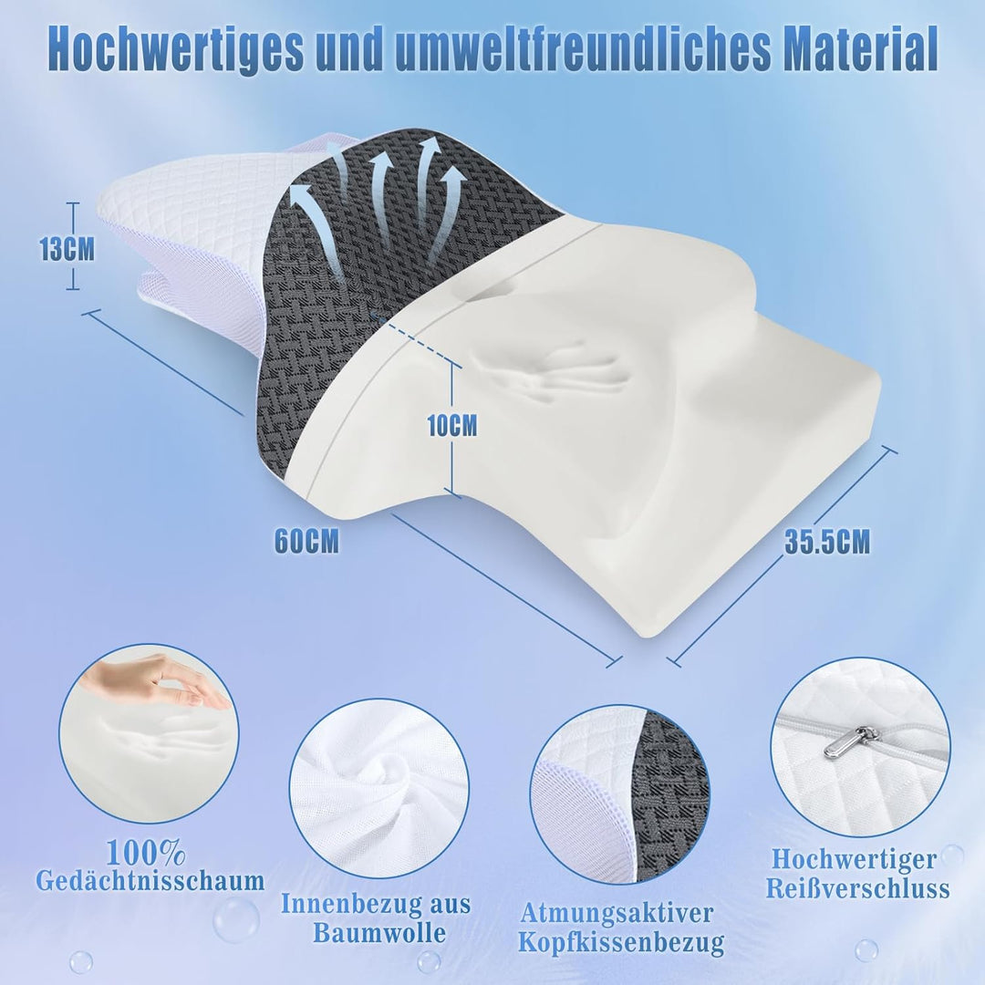 SAHEYER Nackenkissen, Memory Foam Kissen Seitenschläferkissen Ergonomisches Orthopädisches Nackenstü