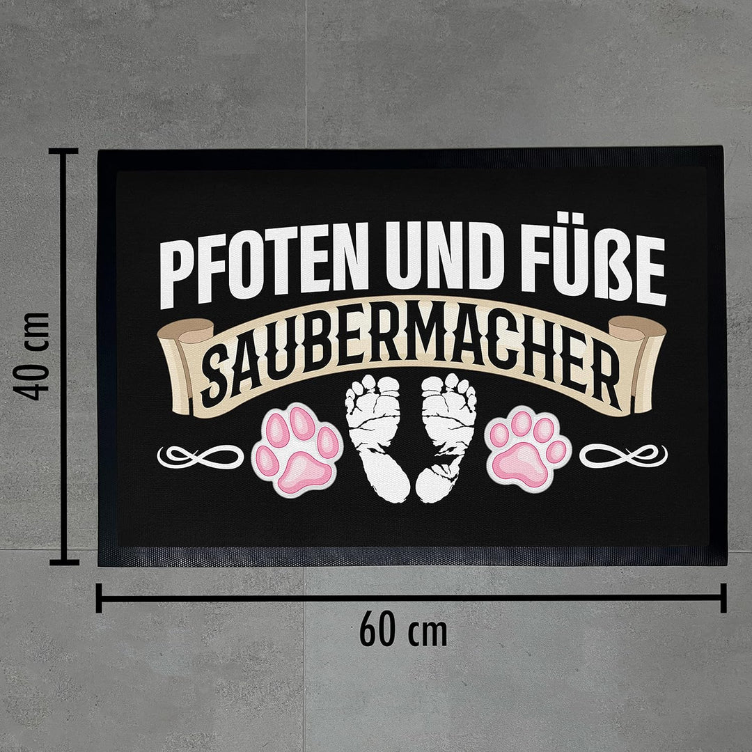 Trendation - Lustige Fussmatte Pfoten und Füsse Saubermacher Geschenk Hunde Besitzer Schmutzfangmatt
