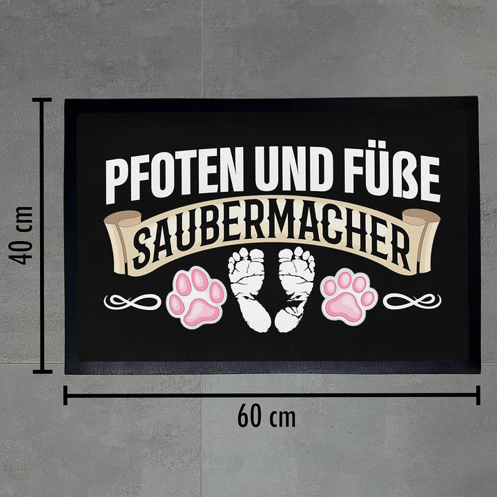 Trendation - Lustige Fussmatte Pfoten und Füsse Saubermacher Geschenk Hunde Besitzer Schmutzfangmatt