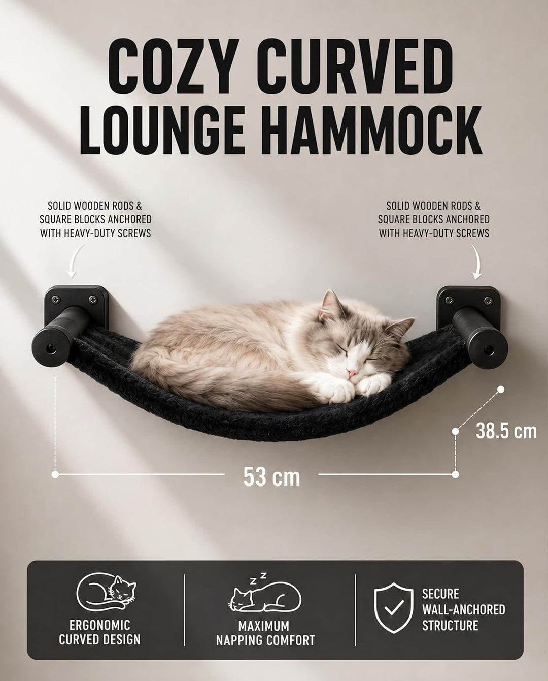 Kletterwand Katzen Set, 4-in-1 Katzen Kletterwand Set, Stabiler Katzenmöbel mit Hängematte, Katzenha