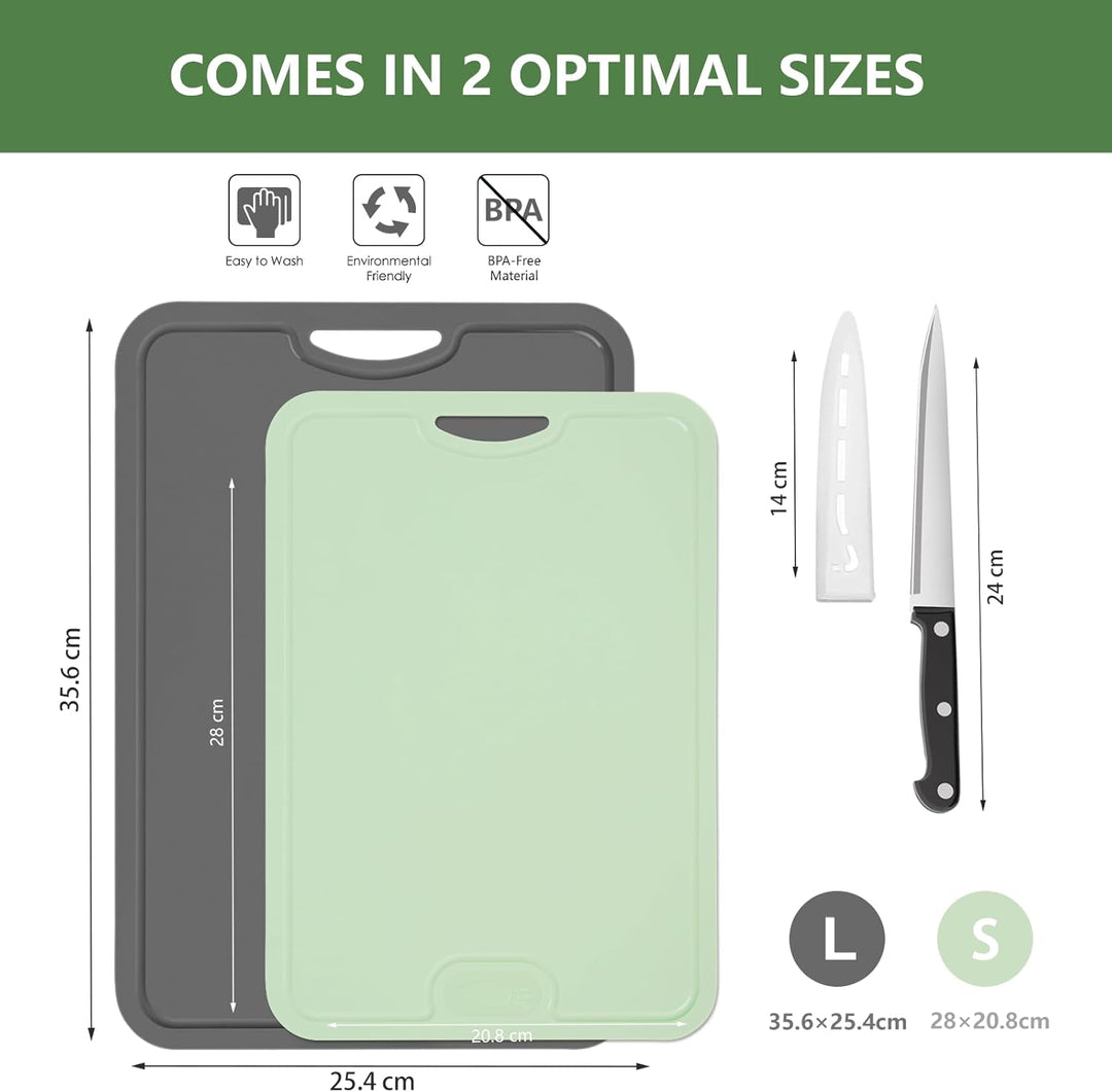 Gintan 2 Pack Flexibles TPU Schneidebrett, BPA-frei, mit Messer- und Saftrille, kratzfeste flexible