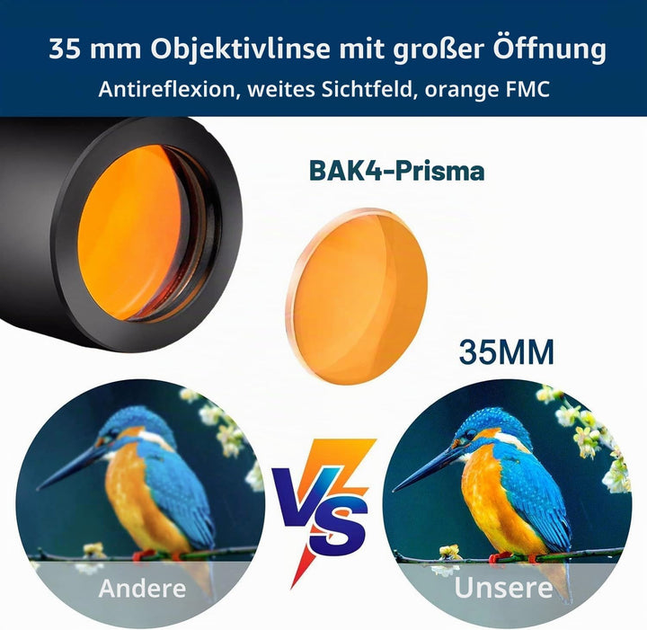 Kompaktes Fernglas für Erwachsene, 10 x 36 cm, grosses Okular mit einfacher Fokussierung, Fernglas m