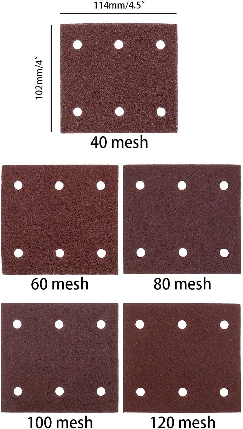 Be In Your Mind Schleifpapier Klettscheiben-Kit 40/60/80/100/120 Körnung 6 Löcher 50x 114x102mm Komp