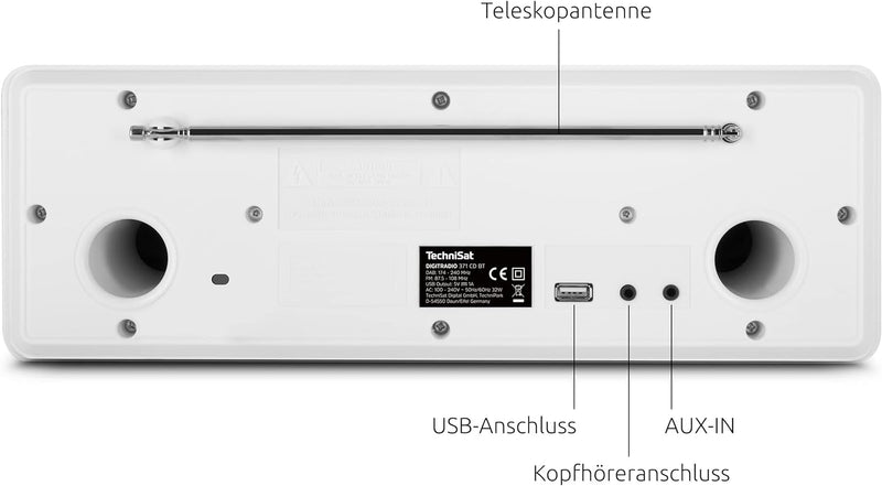 TechniSat DIGITRADIO 370 CD BT - Stereo Digitalradio (DAB+, UKW, CD-Player, Bluetooth, Farbdisplay,