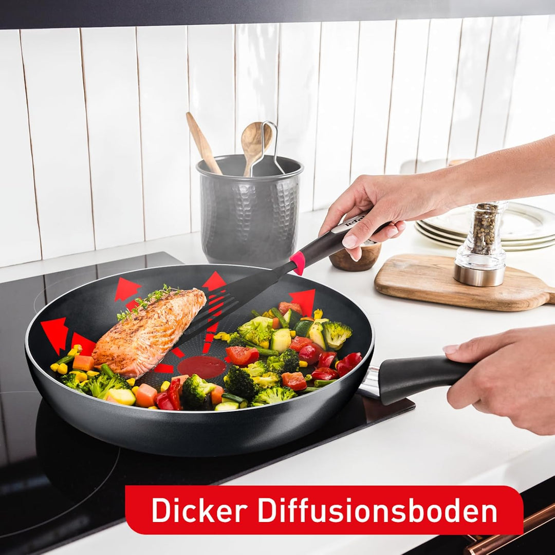 Tefal Bratpfanne 24 cm, Pfanne Antihaftbeschichtung mit Titanpartikeln, Thermo-Signal bei idealer Br