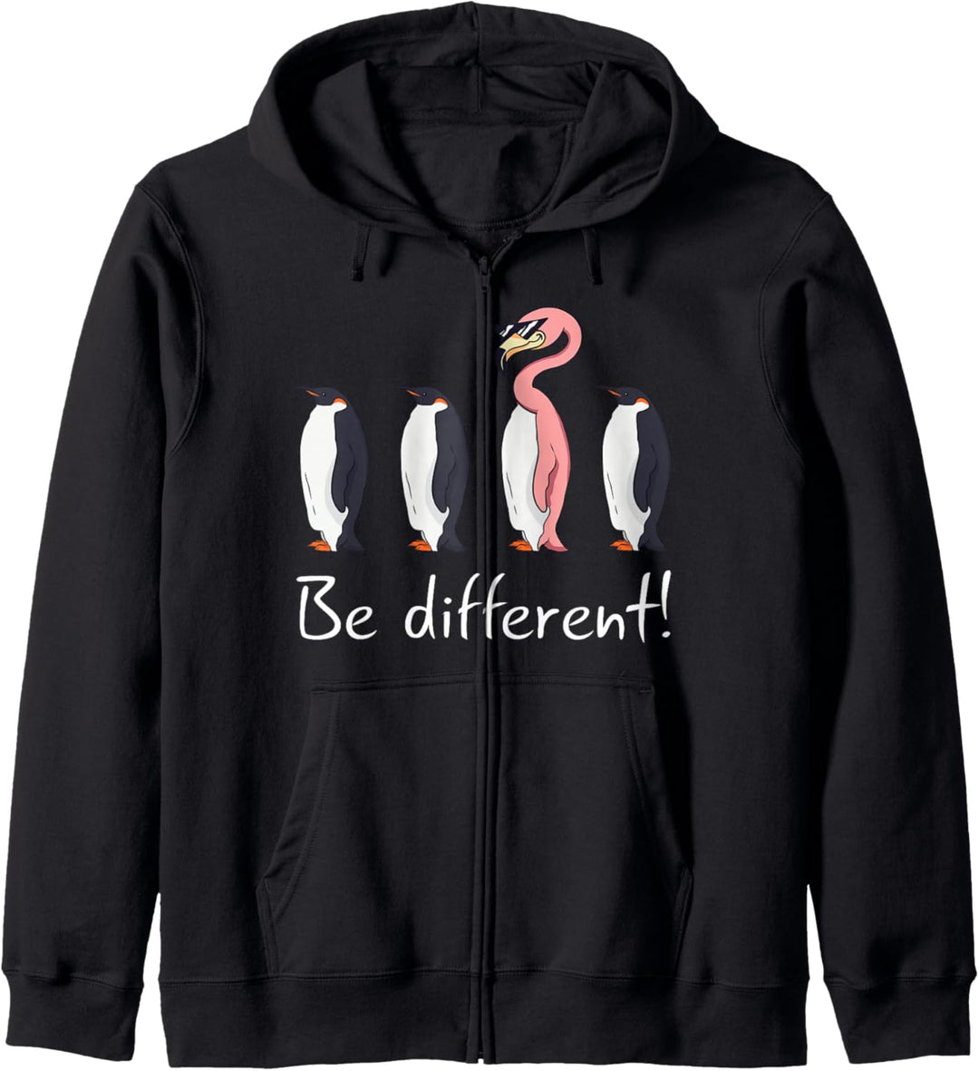 Flamingo Be Different Lustiger Pinguin Pink Flamingo Geschenk Kapuzenjacke