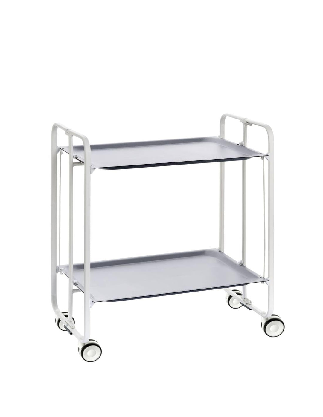 DON HIERRO - Servierwagen weiss, klappbar, 2 Böden. Rollwagen Bauhaus-Grau