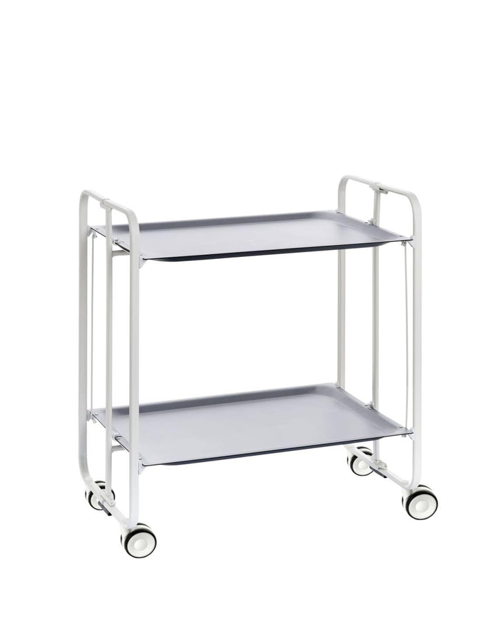 DON HIERRO - Servierwagen weiss, klappbar, 2 Böden. Rollwagen Bauhaus-Grau