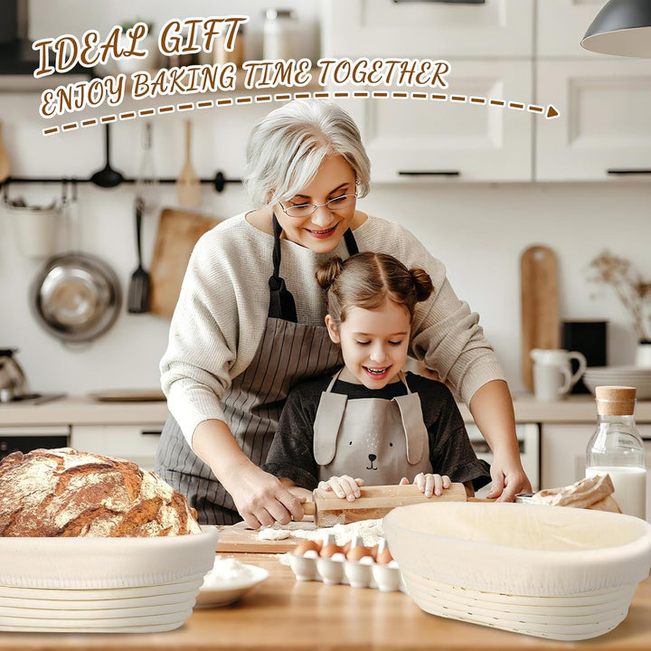 NZQXJXZ Gärkörbchen, 100% Natürlichem Rattan, Gärkorb Zum Brotbacken-Set, Brotkorb Mit 32OZ Gärglas