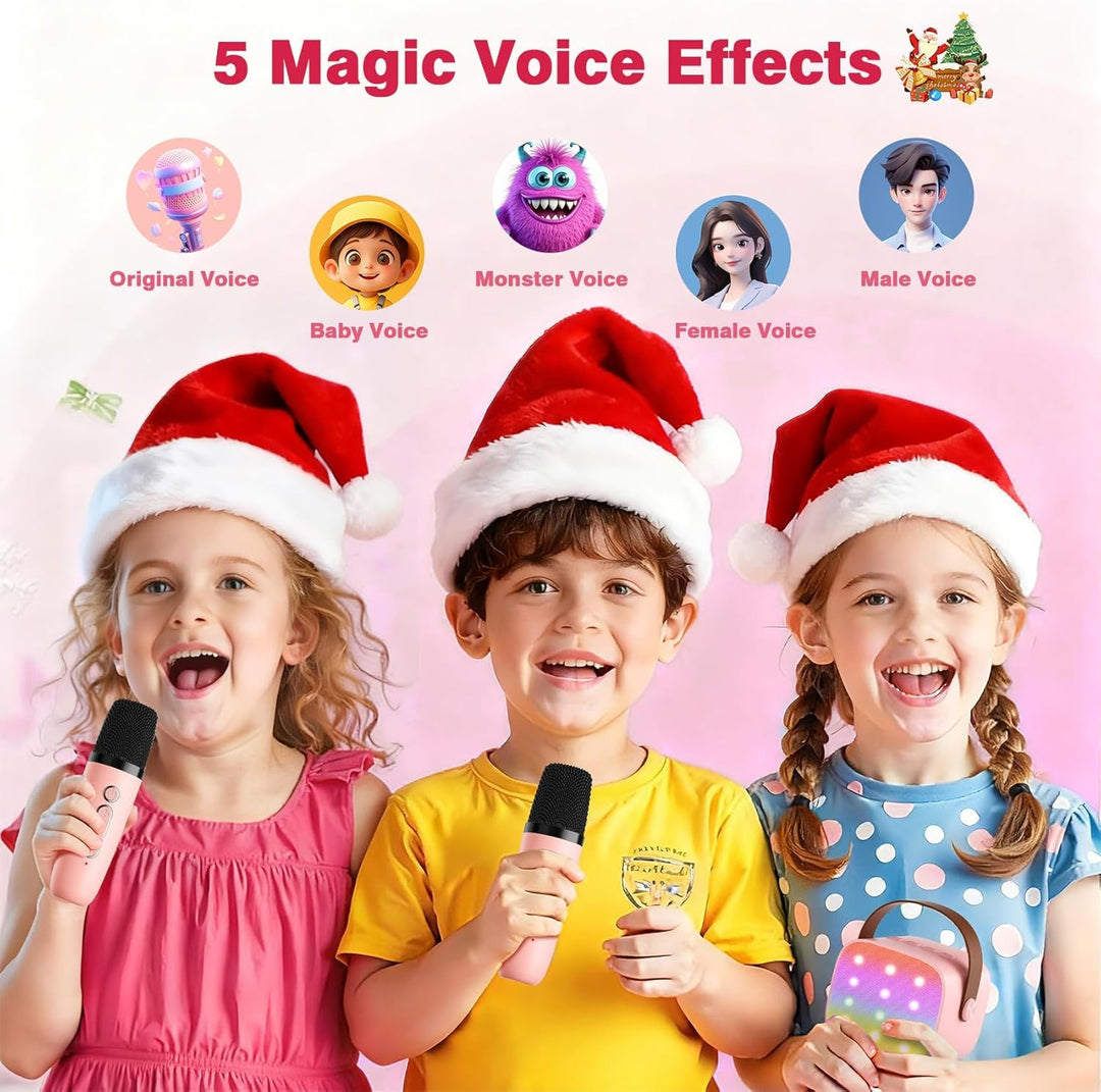 Mini-Karaoke-Maschine mit 2 kabellosen Mikrofonen, Top-Tragbare Bluetooth-Karaoke-Maschine für Kinde