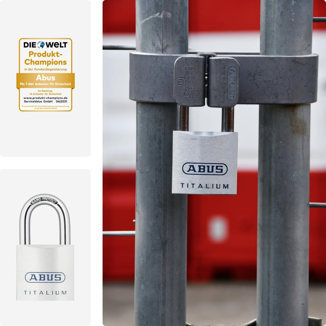 ABUS Titalium Vorhängeschloss 80TI/50 gl.-8012 - gleichschliessend - Kellerschloss mit leichtem, mas