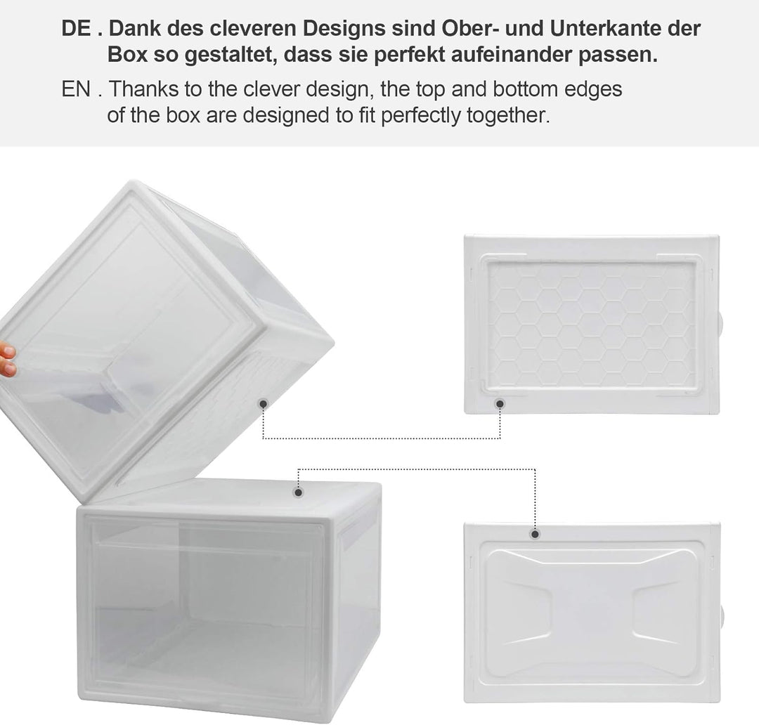 Yorbay 12er Set, Schuhbox Schuhregal, stapelbarer Schuhorganizer, plastikbox mit durchsichtiger Tür,