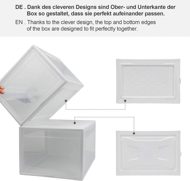 Yorbay 12er Set, Schuhbox Schuhregal, stapelbarer Schuhorganizer, plastikbox mit durchsichtiger Tür,