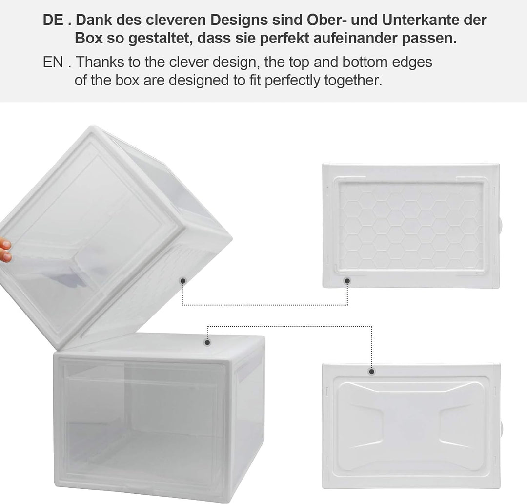 Yorbay Schuhbox, 3er Set, stapelbarer Schuhorganizer, Kunststoffbox mit durchsichtiger Tür, Mehrweg