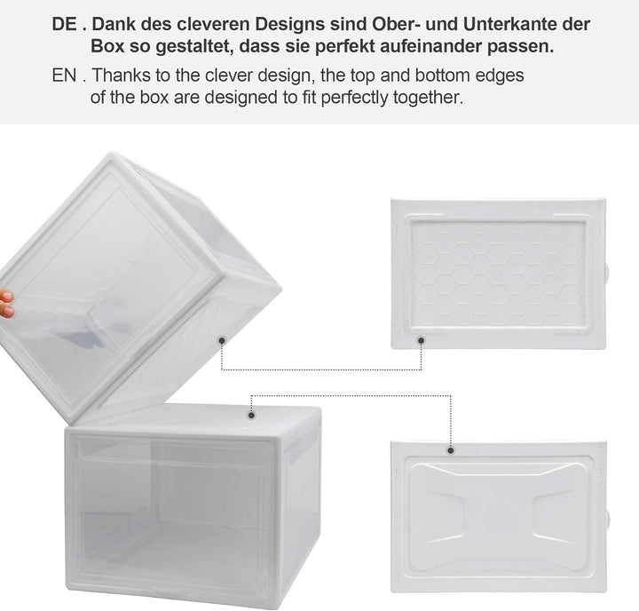 Yorbay Schuhbox, 3er Set, stapelbarer Schuhorganizer, Kunststoffbox mit durchsichtiger Tür, Mehrweg