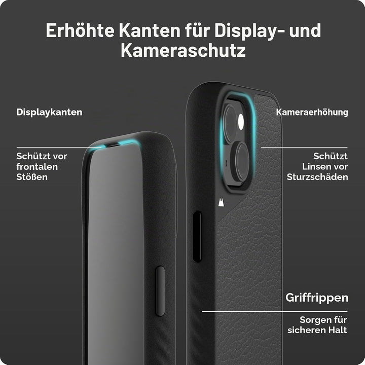 Mous Hülle für iPhone 15 MagSafe Kompatibel Case - Limitless 5.0 - Schwarzes Leder - Handyhülle iPho
