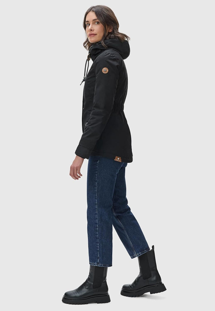 Ragwear Damen Winterjacke Warmer Kurzmantel mit Kapuze Monade XS-6XL XS Black22, XS Black22