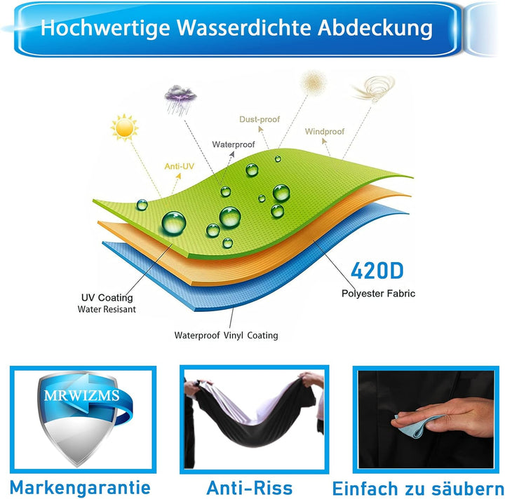Abdeckplane rasentraktor, Abdeckung für rasenmäher, 420D Oxford-Gewebe, UV-/wasser-/staubbeständig,