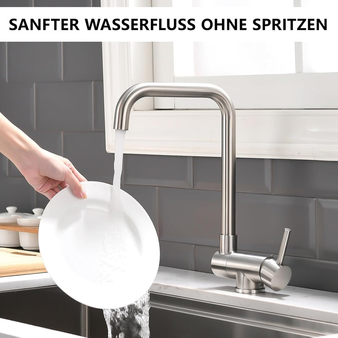 AIMADI küchenarmatur mit Klappbar Fenster Wasserhahn Küche Vorfenster Armatur Küche aus Edelstahl Mi