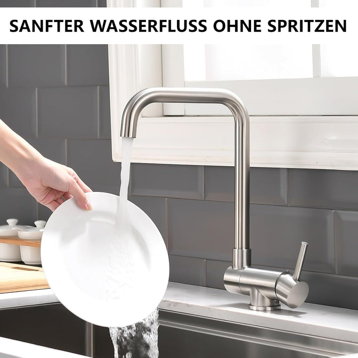 AIMADI küchenarmatur mit Klappbar Fenster Wasserhahn Küche Vorfenster Armatur Küche aus Edelstahl Mi