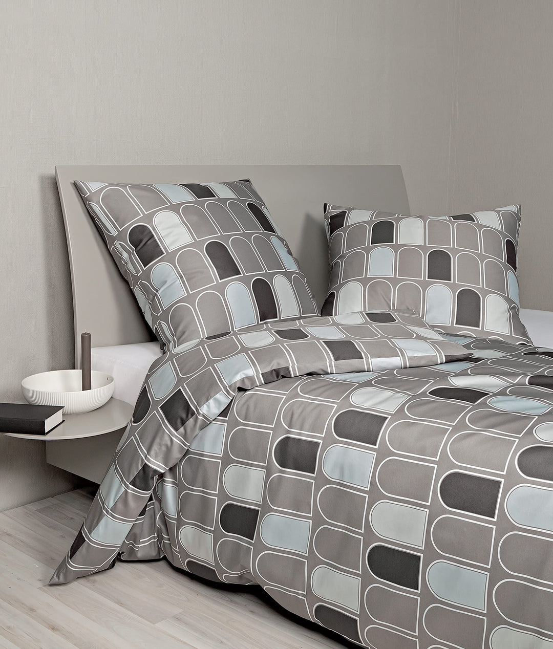 Janine Bettwäsche Mako-Satin J. D. 135x200 + 80x80 cm Taupe, 135x200 + 80x80 cm
