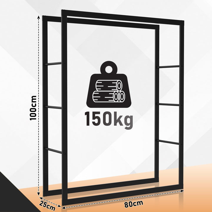 Ikodm kaminholzregal Innen und Aussen, Metall Brennholzregal aussen 80 x 25 x 100CM, Holzstapelhilfe