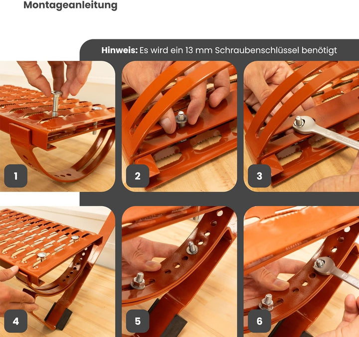 DAPRONA Laufrost für Schornsteinfeger, verzinkt Ziegelrot 120cm, Robustes Gitterrost, Nutzbar als Fl