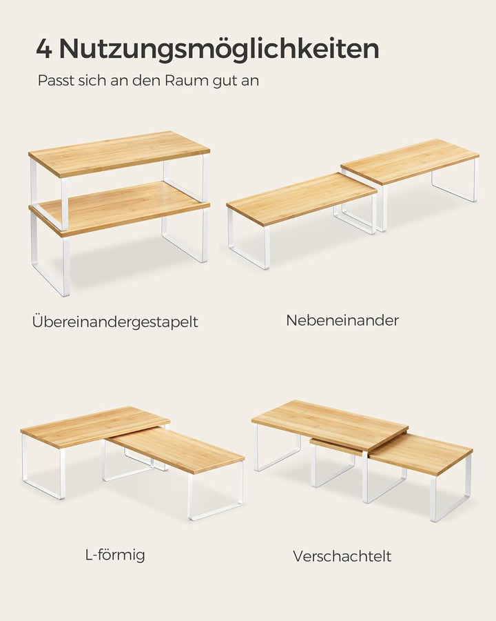 SONGMICS Gewürzregal, 2er Set Küchen-Organizer, Küchenregal, Schrank-Organizer Küche, erweiterbar, k