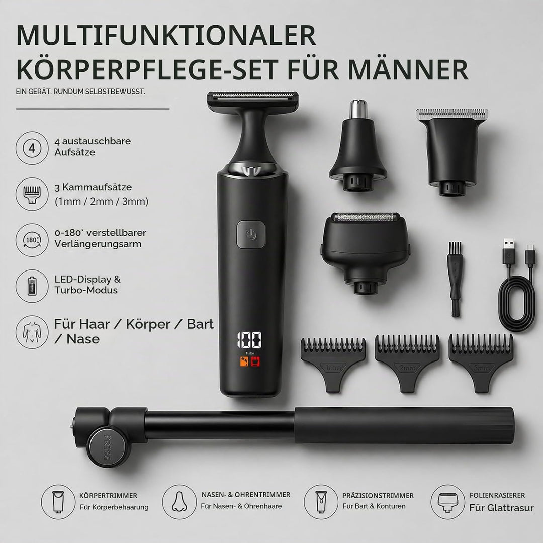 Elektrischer Rückenrasierer für Männer, 5 in 1 Körper-Trimmer, Body Rasierer Trimmer Intimrasierer H