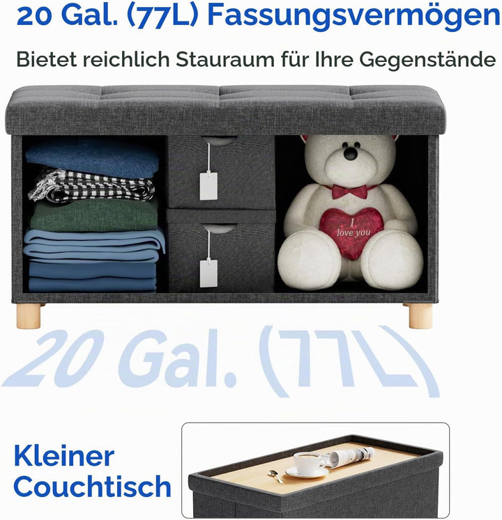 BRIAN &amp; DANY Sitzbank mit Stauraum, Sitztruhe Sitzhocker Fusshocker, Faltbar Sitztruhe Sitzhocker mi