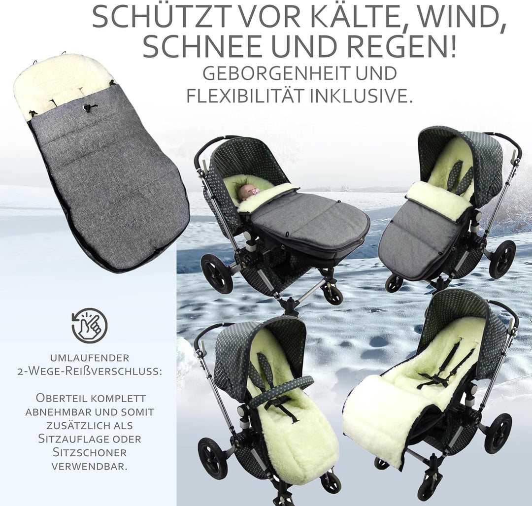 BAMBINIWELT Winterfusssack kompatibel mit Bugaboo Cameleon, Sitzauflage, mit Lammwolle, Winterfusssa