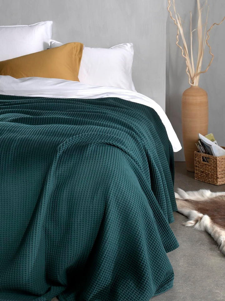 Heckett Lane Wafel Plaid - Army Green 180x260cm 180x260 Green, 180x260 Green