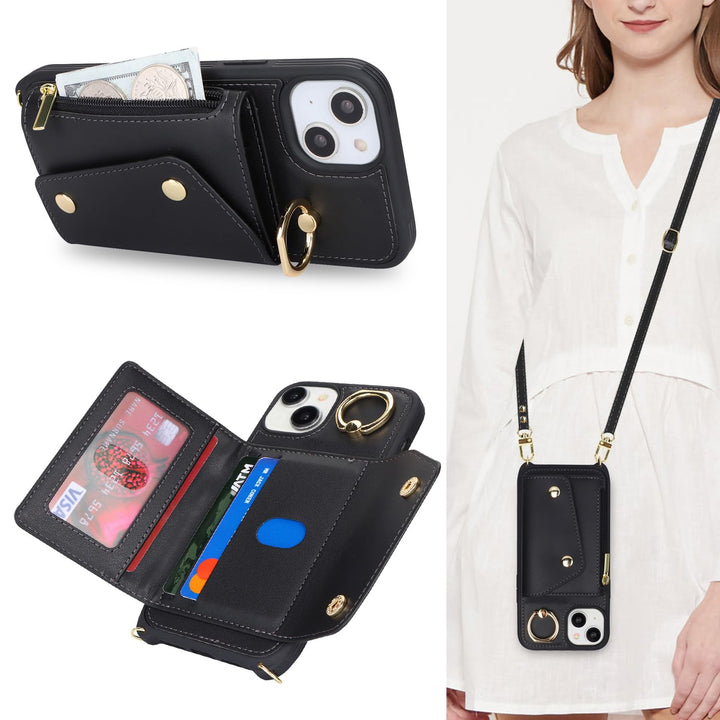 Lipvina Hülle für iPhone 15 Plus Hülle mit Band Kartenhalter handyhülle Hülle für iPhone 15 Plus mit
