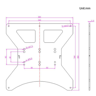 Zeberoxyz Upgrade Modularer Y-Schlittenplattensatz 260 mm x 260 mm x 3,5 mm/10,2 x 10,2 x 0,14 Zoll