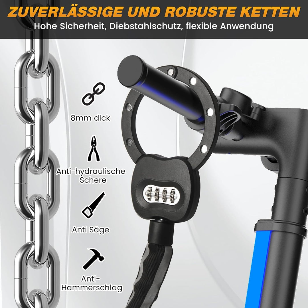 E Scooter Schloss mit Zahlencode, Handschellenschloss Hohe Sicherheit, 10CM Rundring, 1.8KG Schweres
