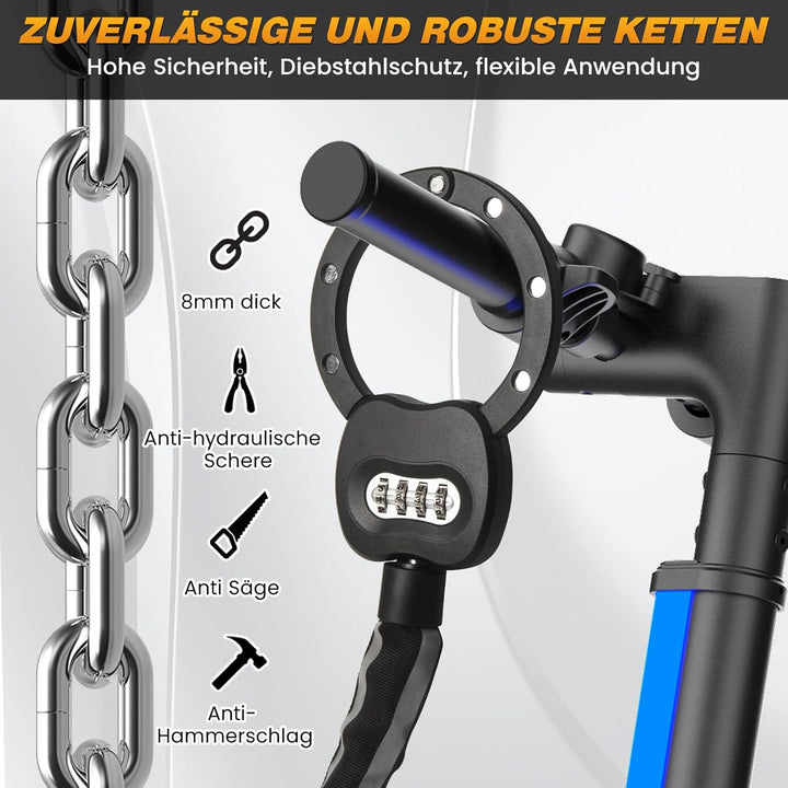 E Scooter Schloss mit Zahlencode, Handschellenschloss Hohe Sicherheit, 10CM Rundring, 1.8KG Schweres
