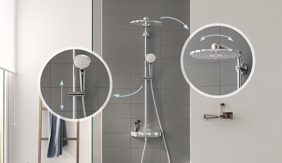 GROHE Euporia Smartcontrol 310 Cube Duo - Duschsystem mit Thermostatbatterie (wassersparend, 3 Strah