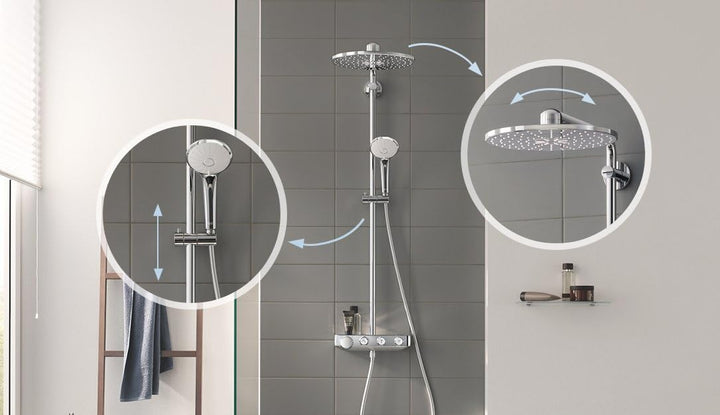 GROHE Euporia Smartcontrol 310 Cube Duo - Duschsystem mit Thermostatbatterie (wassersparend, 3 Strah