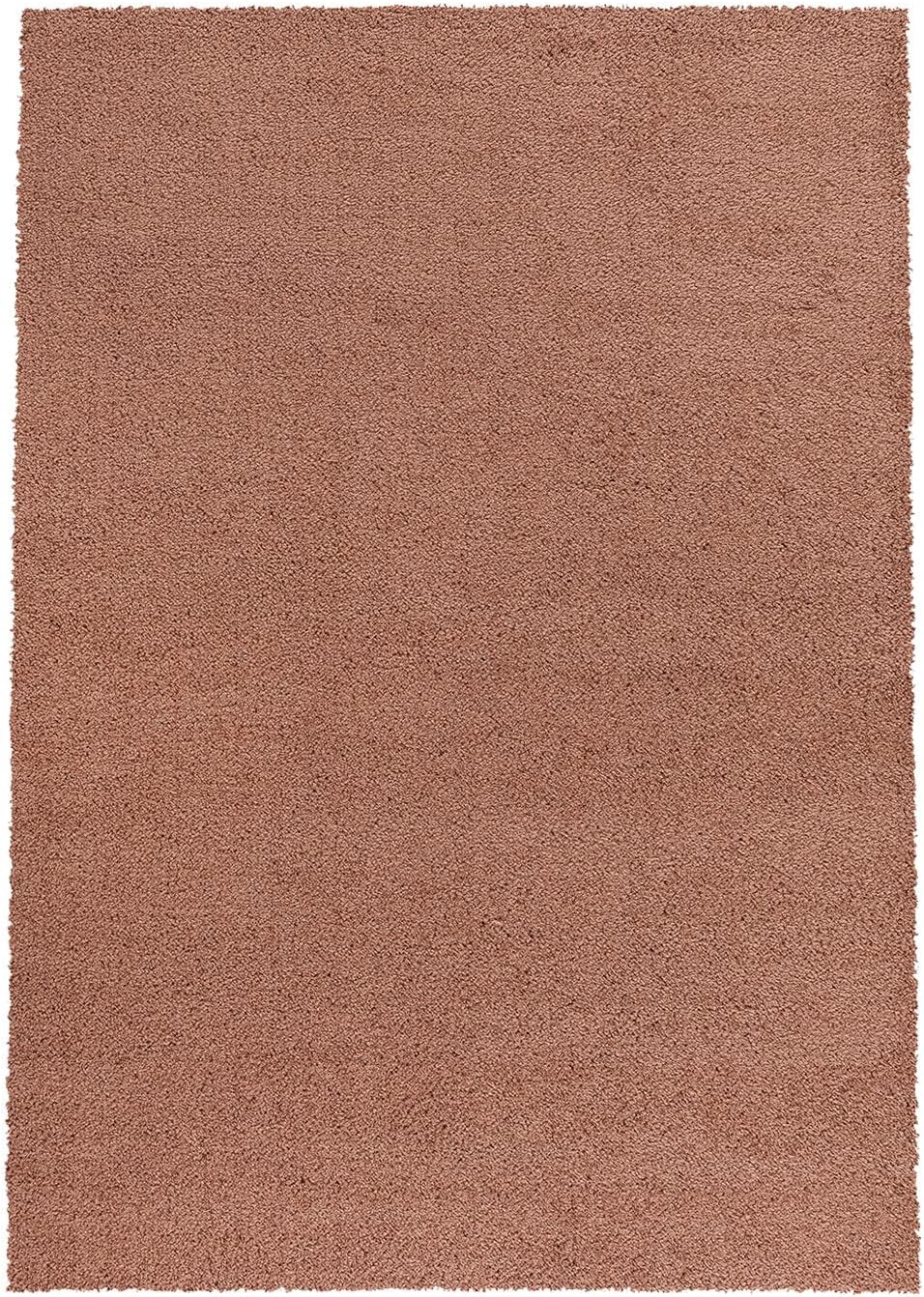 carpet city Polyester Shaggy Teppich Hochflor Wohnzimmer - 150x150 cm Quadratisch - Einfarbig Rosé -