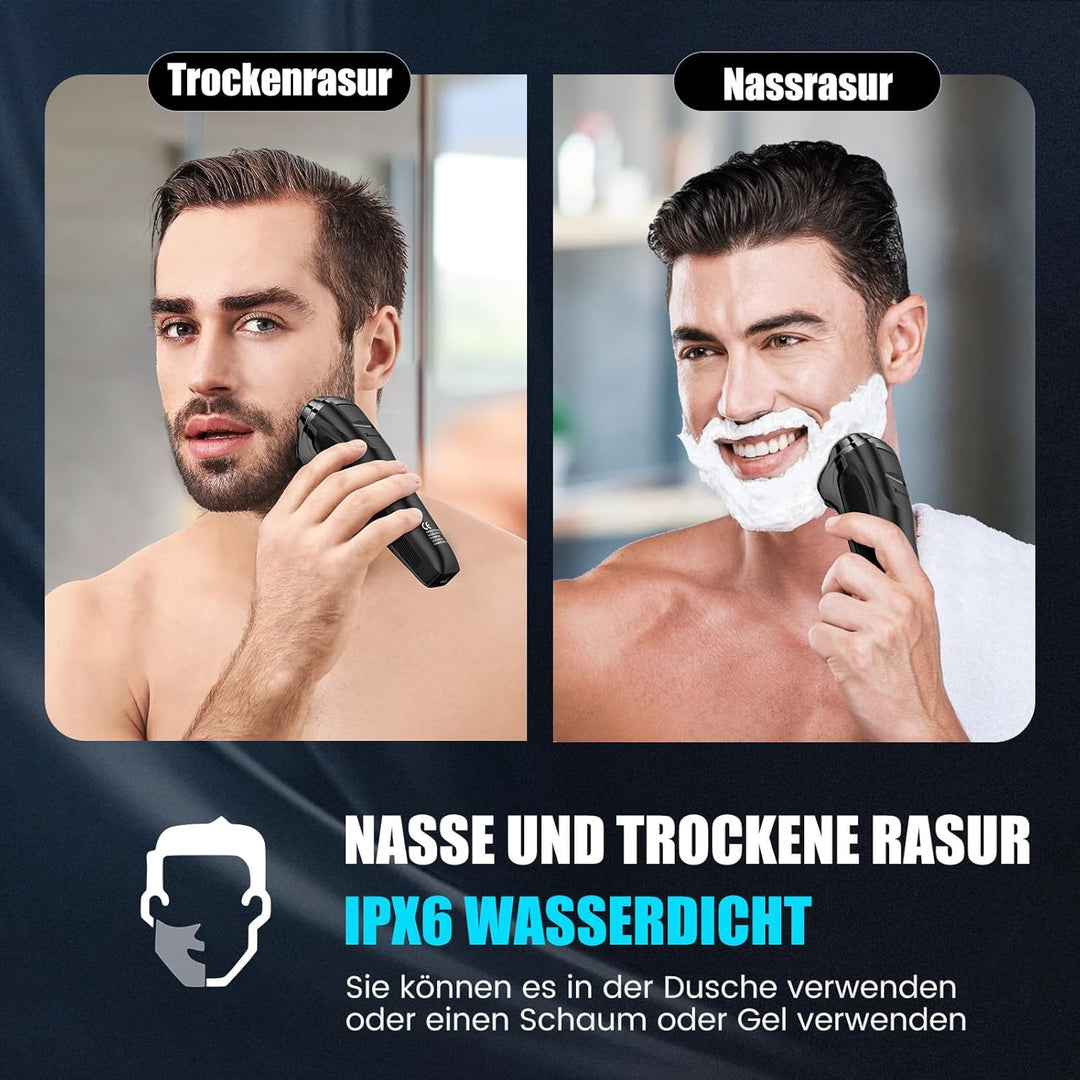 Brightup Rasierer Herren Elektrisch mit 4D-Schwebekopf, Kabellos LED Elektrischer Nass- und Trockenr