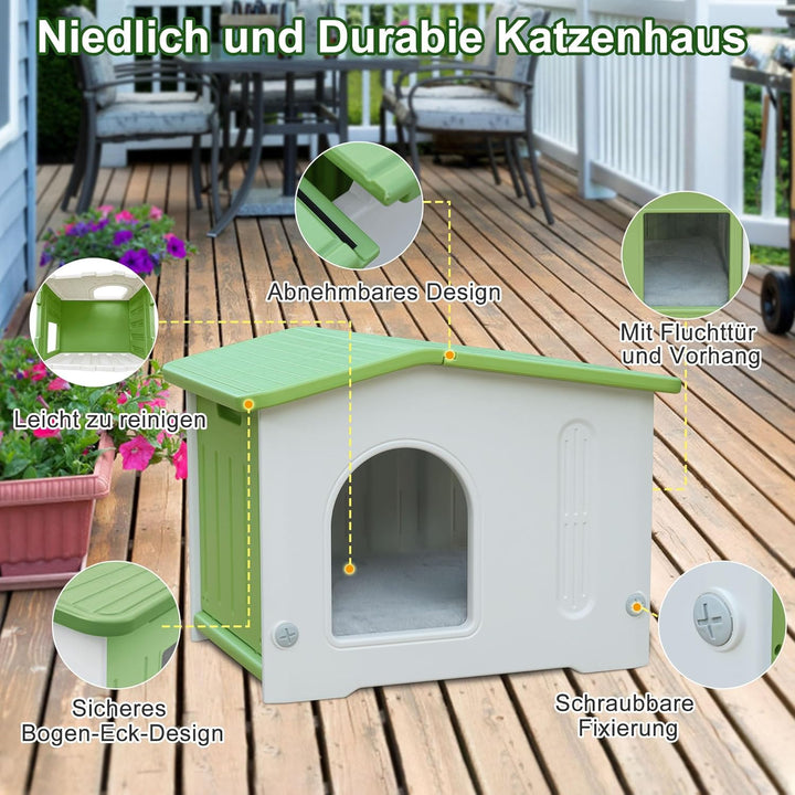Kunststoff-Katzenhaus für Outdoor Indoor-Gebrauch, stapelbar verwilderte Katze Unterschlupf Indoor-K