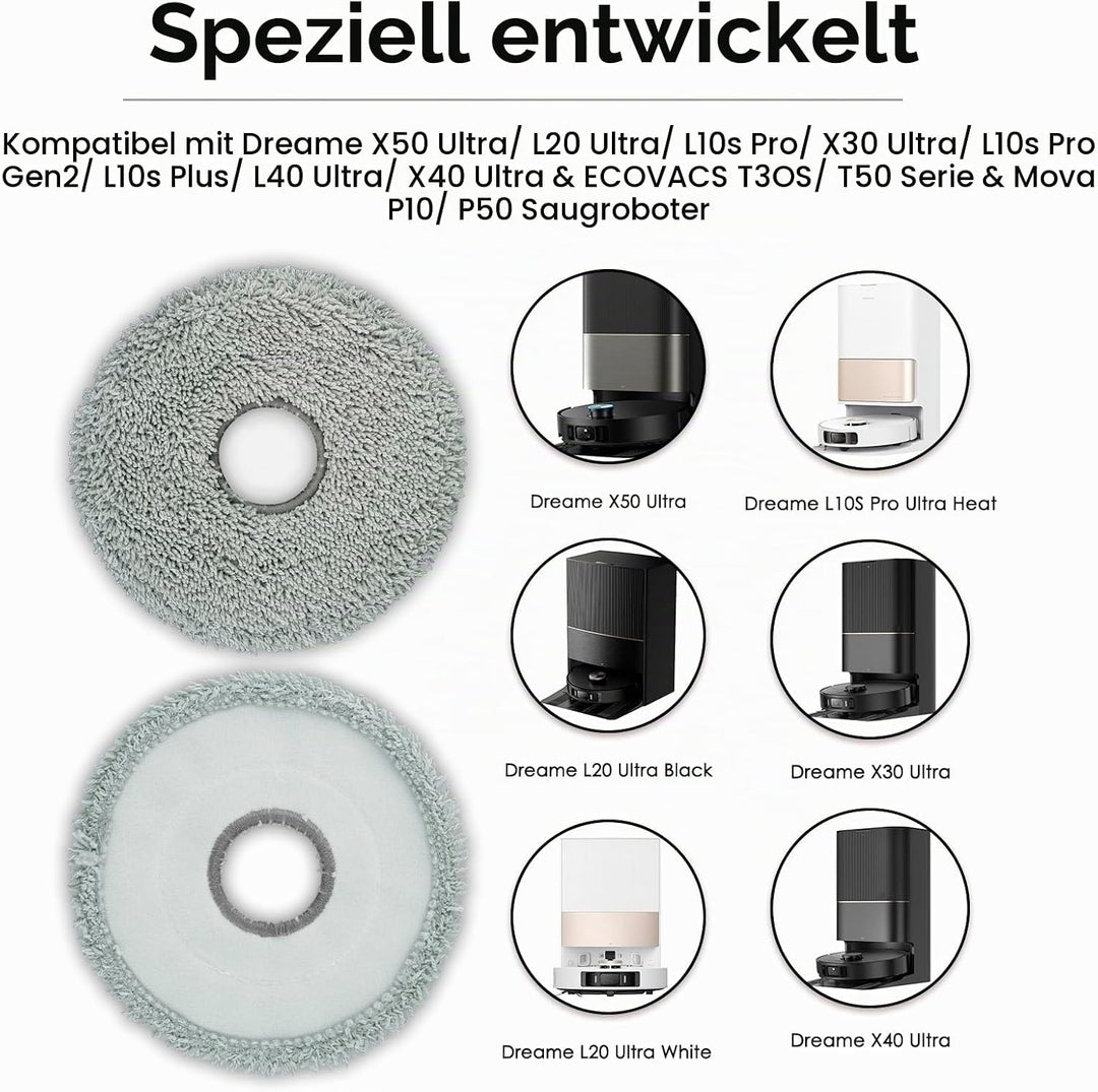 (10 Stück) X50 Ultra Ersatz Mopp Pads Wischpad für Dreame X50 Ultra/ X40 Ultra/ X30 Ultra/ L10s Ultr