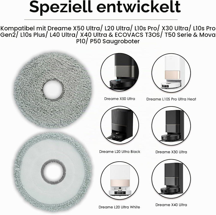 (10 Stück) X50 Ultra Ersatz Mopp Pads Wischpad für Dreame X50 Ultra/ X40 Ultra/ X30 Ultra/ L10s Ultr