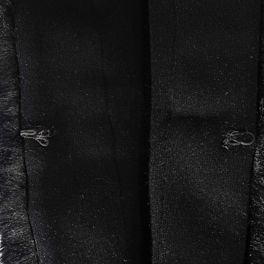 ZLYC Damen Winter Kunstpelz Poncho Cape Strick Schal Stola Warm Cardigan Schwarz, Schwarz