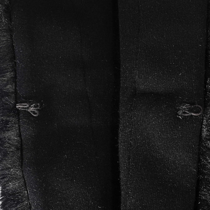 ZLYC Damen Winter Kunstpelz Poncho Cape Strick Schal Stola Warm Cardigan Schwarz, Schwarz