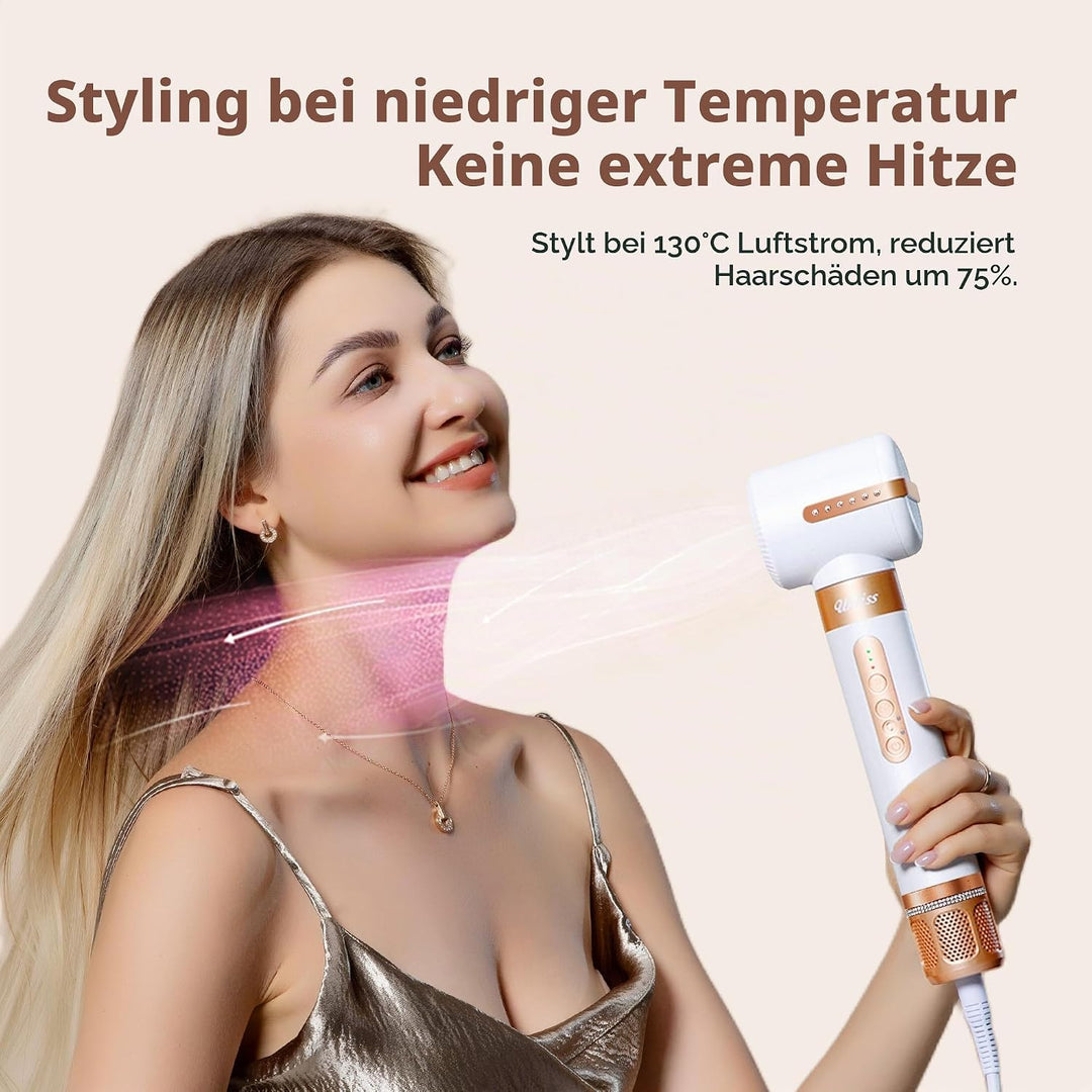 UKLISS 7 in 1 Airstyler &amp; Haartrockner Pro, Föhn Set High Speed 110,000RPM mit Luft-Lockenstab Föhnb