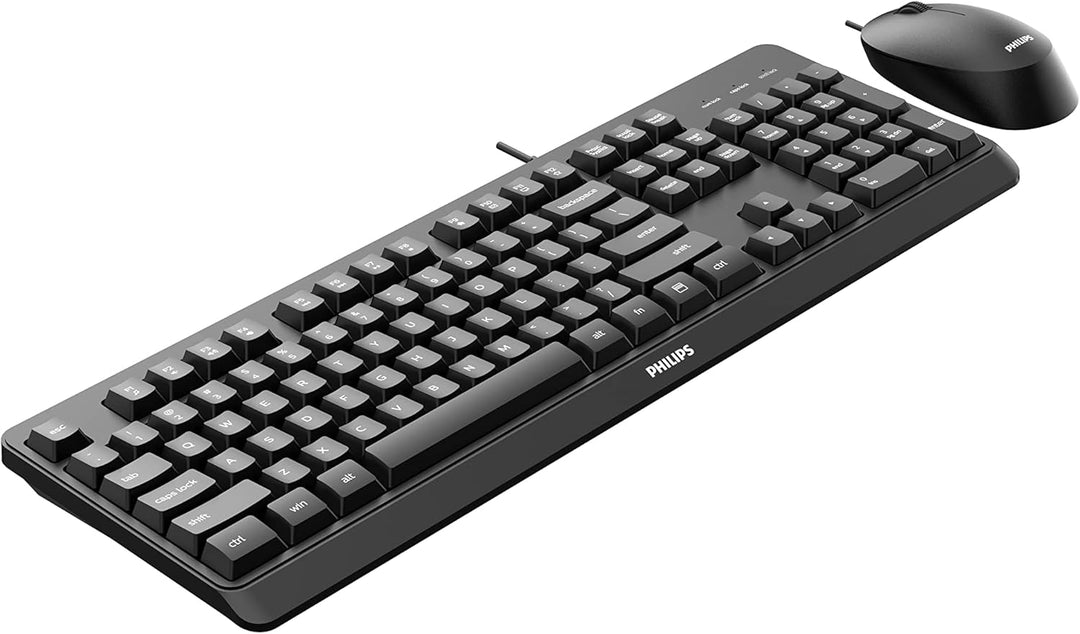 Philips SPT6307BL Kabelloses Tastatur- und Maus-Set – ergonomisches Design und Sensor mit 1600 DPI,