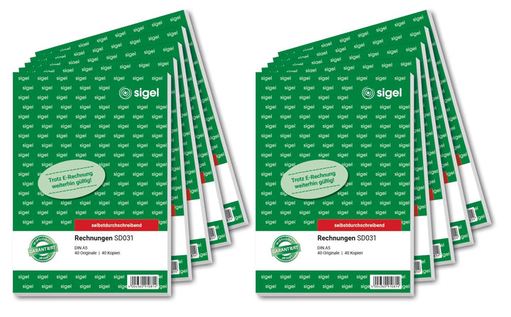 SIGEL SD031/10 Rechnungen, A5, 2x40 Blatt, selbstdurchschreibend, 10er Pack