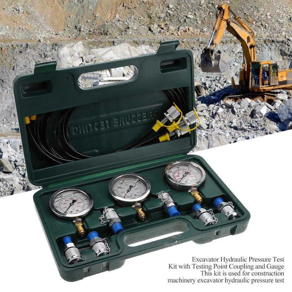 Hydraulikdruckmanometer-Kit, Hydraulikdruckprüfsatz mit 6 Kupplungen und 3 Gauge Kupplungen Langlebi