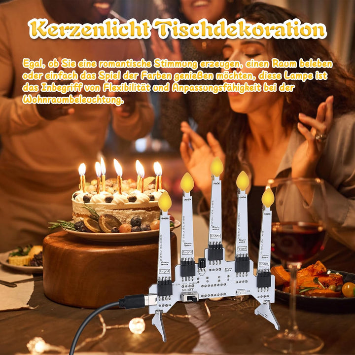 Löten Übungskit,Weihnachtskerzen Lichter 5 Kerzen Löt-Lernkit mit 10 Beleuchtungsmodi,Fernbedienung,